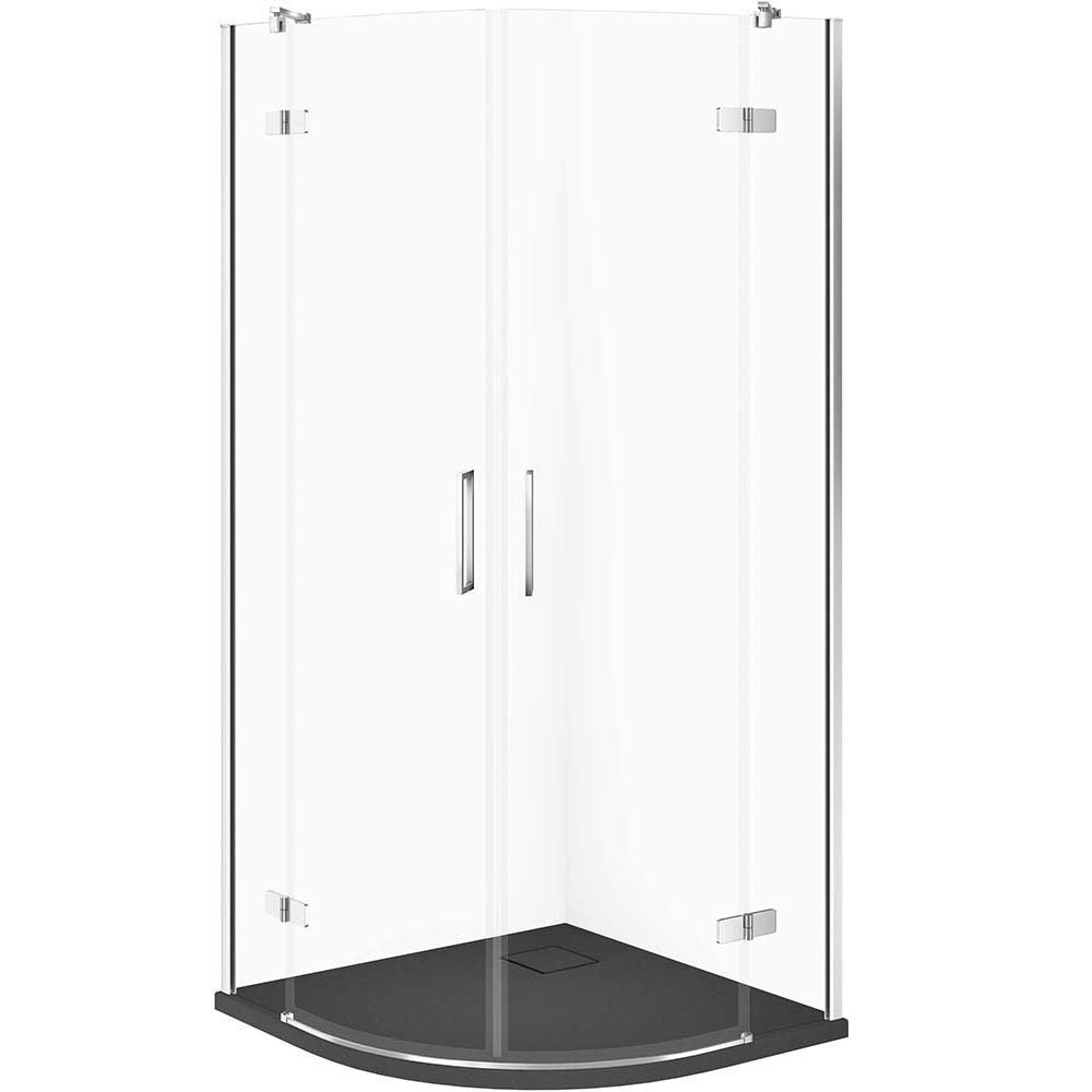 CERSANIT Set půlkruhový sprchový kout JOTA 80x80 chrom, sprchová vanička TAKO SLIM šedá matná S601-436 CERSANIT Set půlkruhový sprchový kout JOTA 80x80 chrom, sprchová vanička TAKO SLIM šedá matná S601-436