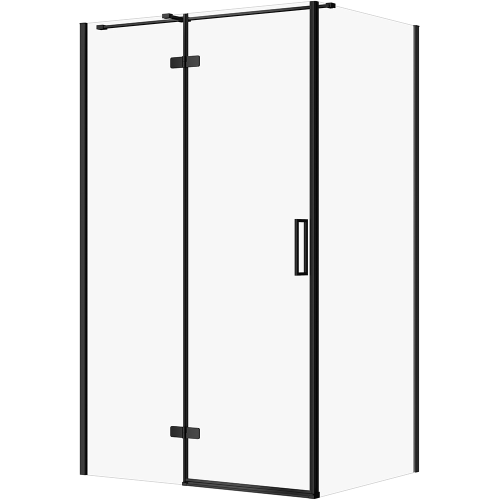 CERSANIT Hranatý sprchový kout JOTA 120x90 levý černý, čiré sklo S160-028