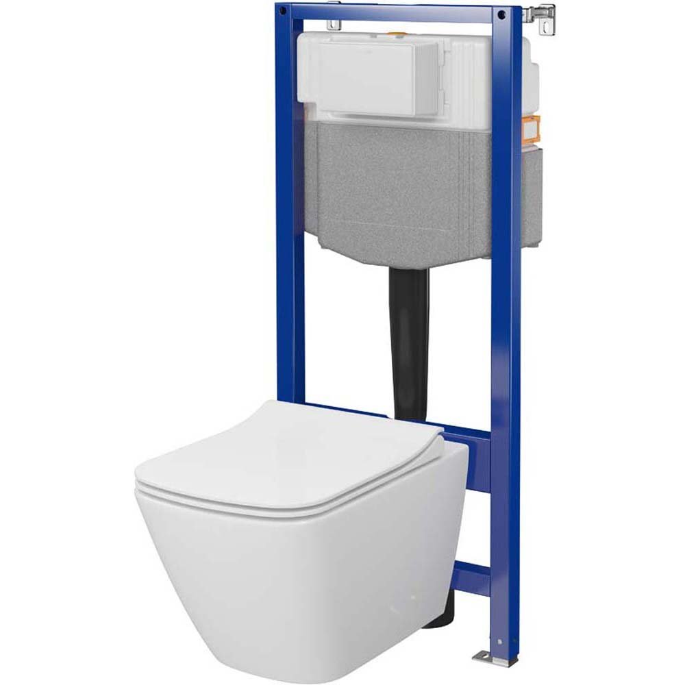 CERSANIT Podomítková sada AQUA 50 MECH QF mísa CITY PRO SQUARE, duroplastová deska S701-890