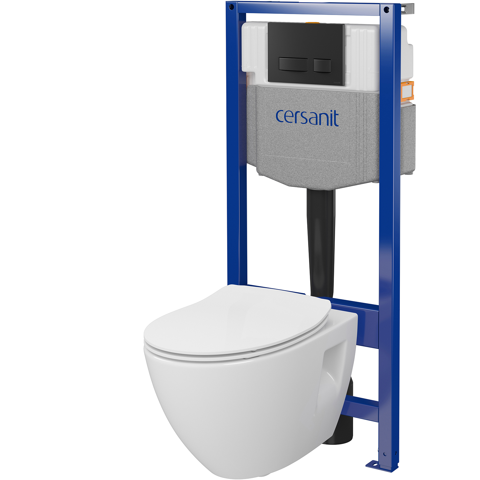 CERSANIT SYSTEM 50 mech podomítková sada, mísa Moduo Plus, deska, knoflík černá matná S701-766